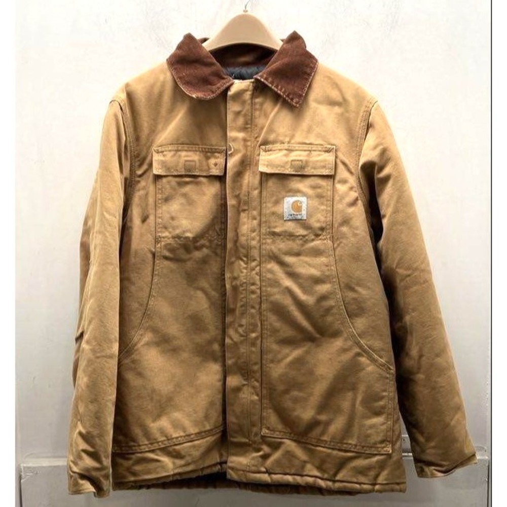 Carhartt Men's Tan Zipper Lined Long Sleeve Collared Pockets Work Jacket Size 44